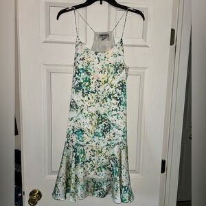 DKNY Abstract Green and White Midi Dress